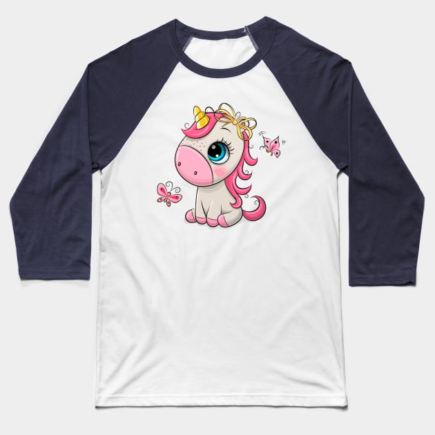 Cute Unicorn Baseball T-Shirt by Reginast777